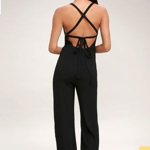 Black lace up back jumpsuit